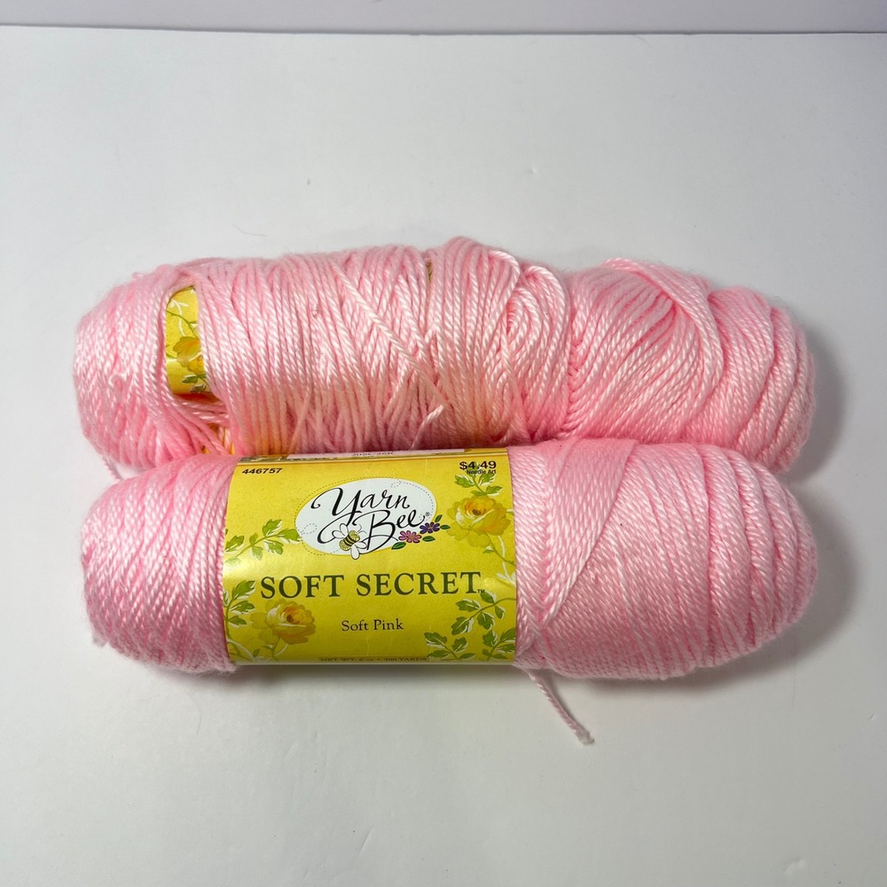 Yarn Bee Pink Soft Secret Acrylic Yarn Lot of 2 Skeins